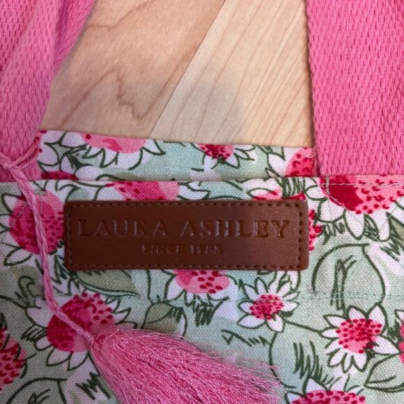 LAURA ASHLEY Tote Reusable Cotton Tote Large 22x15 - Picture 3 of 3